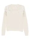 Patrizia Pepe Fringe V-neck Sweater In Neutral
