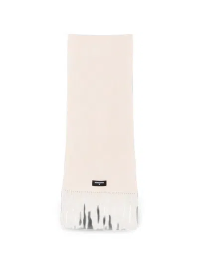 Patrizia Pepe Fringed Ribbed-knit Scarf In Neutral