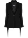 Patrizia Pepe Fringed Twill Blazer In Black