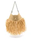 Patrizia Pepe Fringed Woven Shoulder Bag In Neutrals
