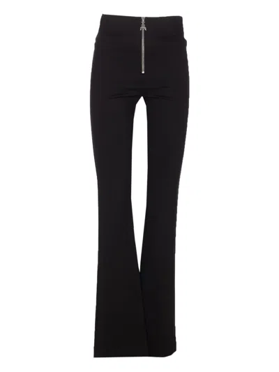 Patrizia Pepe Front-logo Zipped Flared Trousers In Black