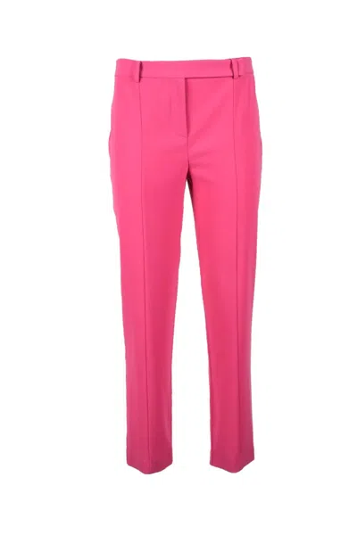 Patrizia Pepe Fuchsia Slim-fit Stretch Trousers With Mid-rise Waist And Cropped Length In Pink