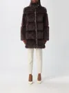 Patrizia Pepe Brown Fluffy Midi Coat In Brown