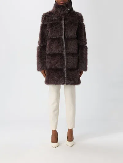PATRIZIA PEPE FUR COAT PATRIZIA PEPE WOMAN COLOR BROWN,435769032
