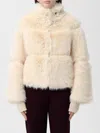 Patrizia Pepe Fur Coat  Woman Color White In Neutral