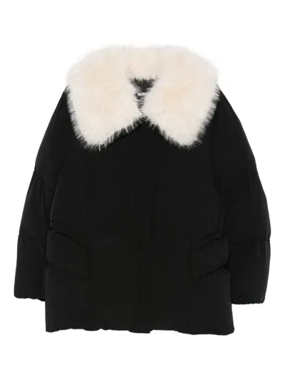 Patrizia Pepe Fur-collar Padded Jacket In Black