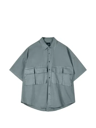Patrizia Pepe Garment-dyed Oversized Shirt In Blue