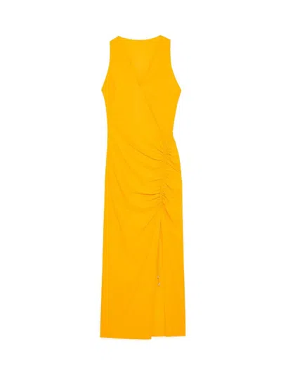 PATRIZIA PEPE PATRIZIA PEPE WOMAN MAXI DRESS MARIGOLD SIZE 0 POLYAMIDE, ELASTANE 