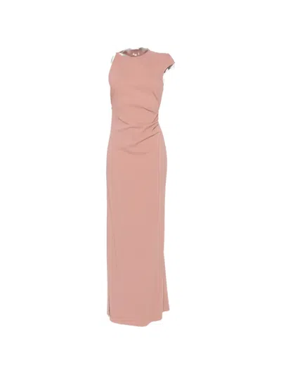 Patrizia Pepe Gathered Cut-out Maxi Dress In Pink