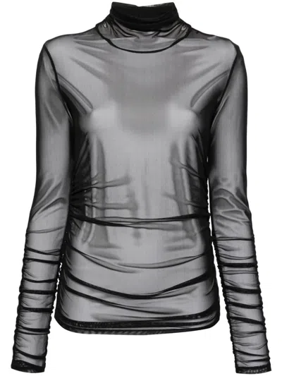 Patrizia Pepe Gathered-detailing Blouse In Nero