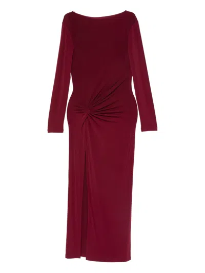 Patrizia Pepe Gathering Midi Dress In Burgundy