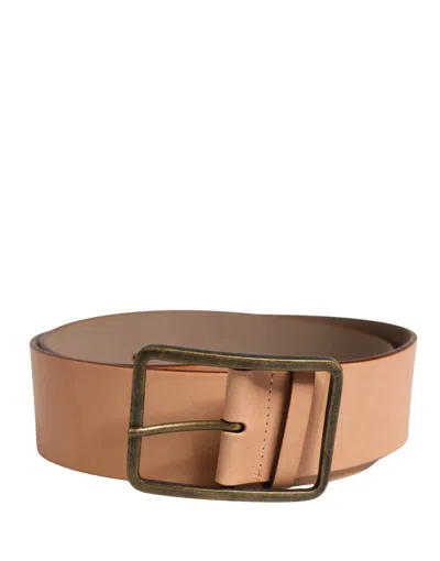 Pre-owned Patrizia Pepe Genuine Leather Wide Waist Metal Buckle Women's Belt () In Sand