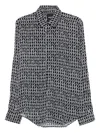 Patrizia Pepe Geometric-print Long-sleeve Shirt In Black