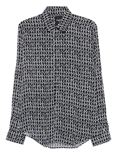 Patrizia Pepe Geometric-print Long-sleeve Shirt In Black