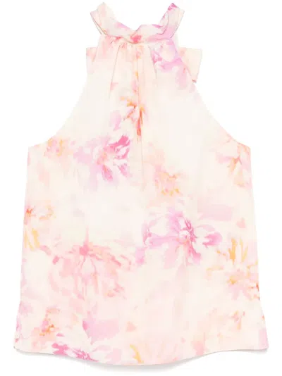 Patrizia Pepe Georgette Top In Neutrals