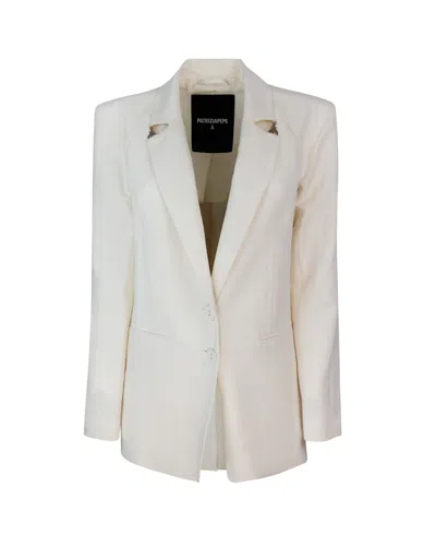 Patrizia Pepe Giacca Regular Fit In Viscosa E Lino Bianca In White