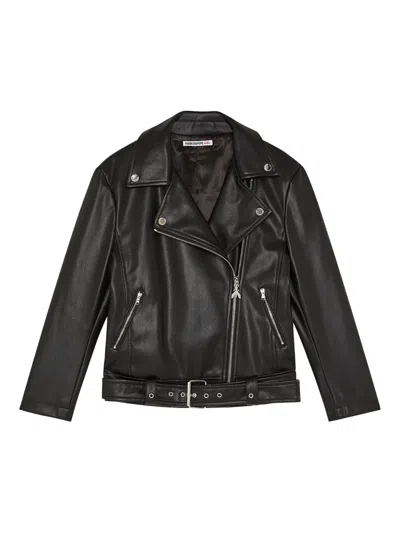 Patrizia Pepe Girl Kids' Belted Biker Jacket In Black