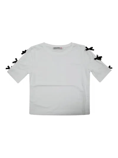 Patrizia Pepe Girl Kids' Bows-sleeve T-shirt In White
