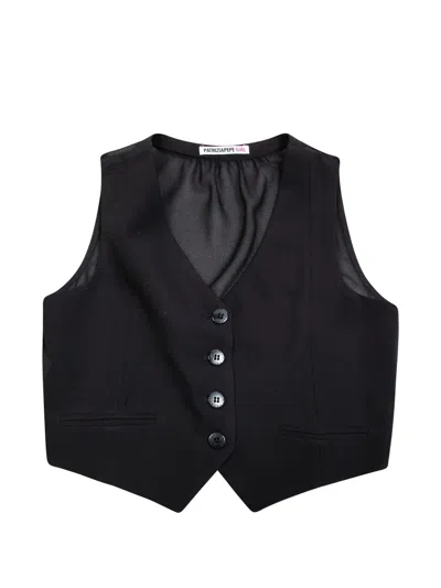 Patrizia Pepe Girl Kids' Button Short Waistcoat In Black