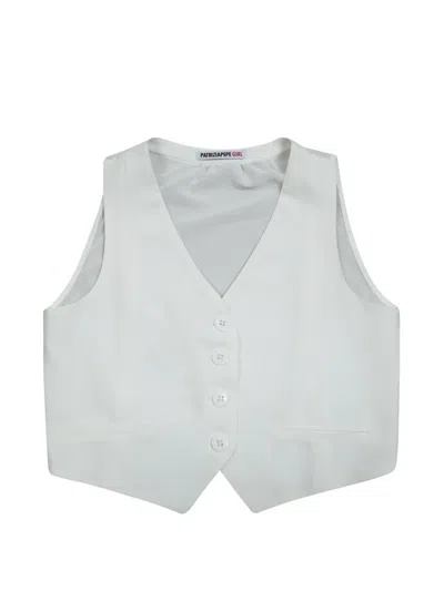 Patrizia Pepe Girl Kids' Button Short Waistcoat In White