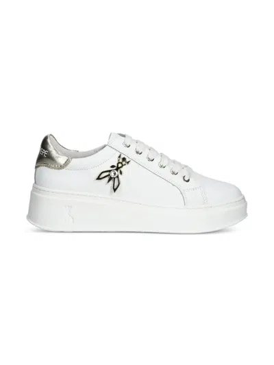 Patrizia Pepe Girl Kids' Crystal-embellished Sneakers In White