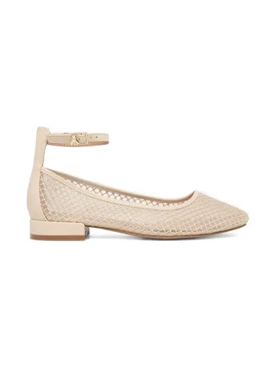 Patrizia Pepe Girl Kids' Embellished Mesh Ballerinas In Neutral