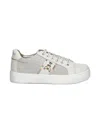 Patrizia Pepe Girl Glitter-finish Lace-up Sneakers In Neutral