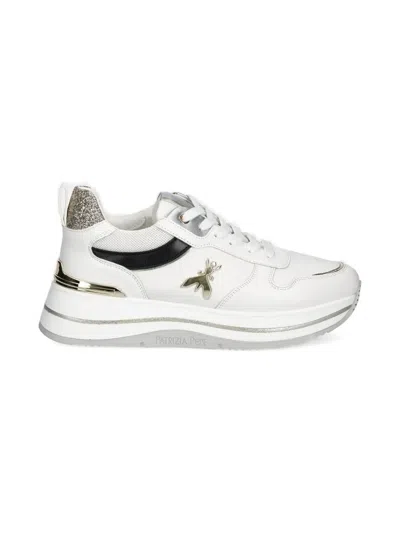 Patrizia Pepe Girl Kids' Glitter-panel Sneakers In White