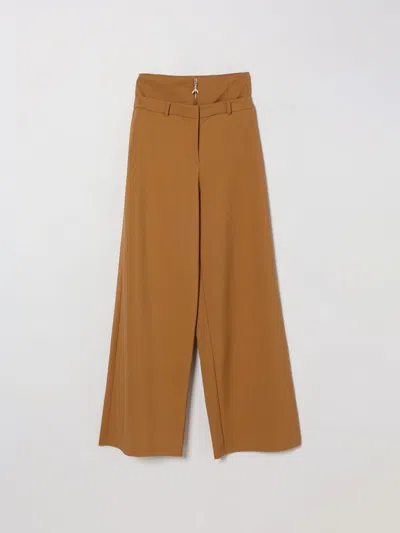 Patrizia Pepe Kids'  女童高腰直筒绉纱拉链裤 In Brown
