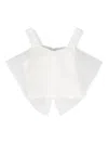 Patrizia Pepe Girl Knotted Tulle Crop Top In White