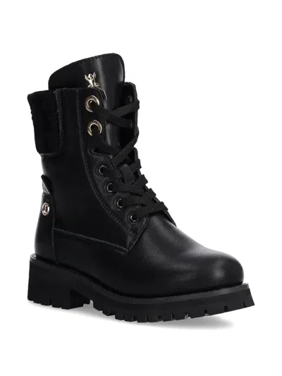 Patrizia Pepe Girl Leather Ankle Boots In 黑色
