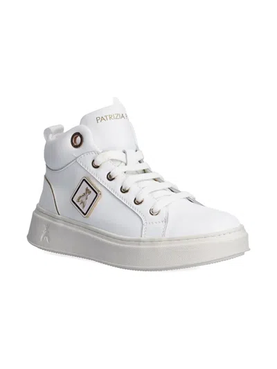 Patrizia Pepe Girl Kids' Leather Sneakers In 白色