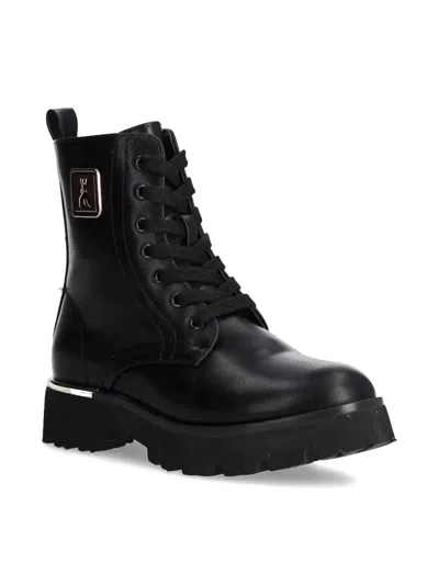 Patrizia Pepe Girl Kids' Logo-plaque Ankle Boots In Black