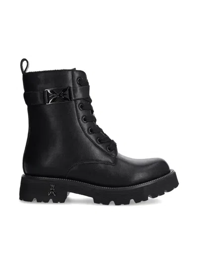 Patrizia Pepe Girl Logo-plaque Boots In 黑色