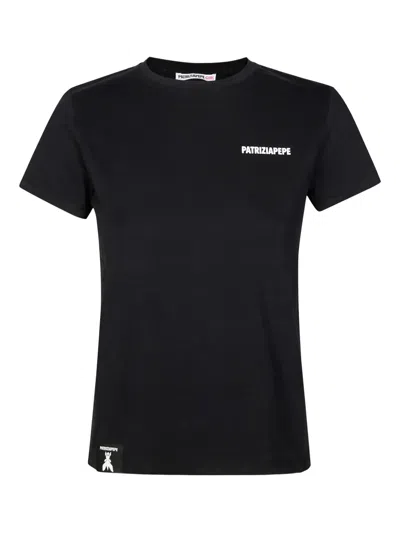 Patrizia Pepe Girl Kids' Logo-print T-shirt In Black