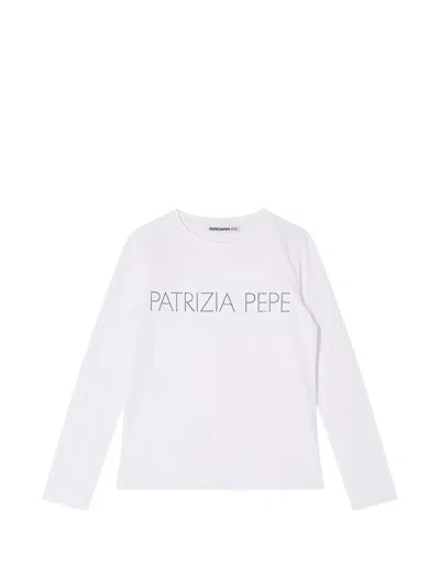 Patrizia Pepe Girl Kids' Logo-print T-shirt In White