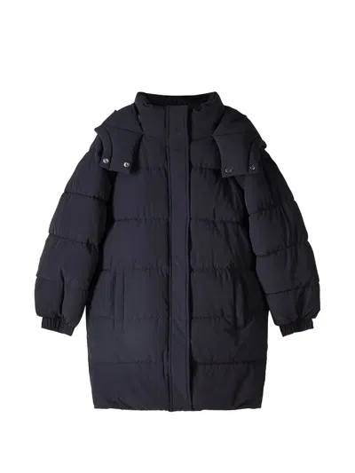 Patrizia Pepe Girl Kids' Long-sleeve Hoodie Coat In Black
