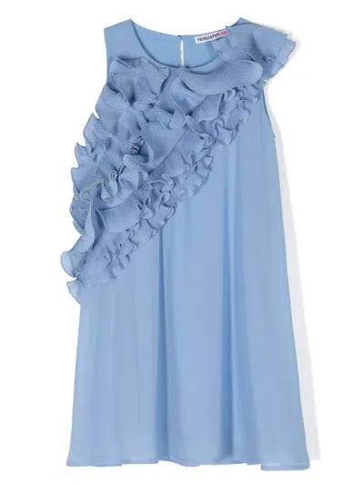 Patrizia Pepe Girl Kids' Ruffled Crepe Dress In Blue