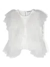 Patrizia Pepe Girl Ruffled Sleeveless Blouse In White
