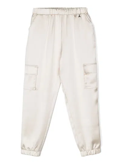 Patrizia Pepe Girl Kids' Satin Cargo Trousers In Neutrals