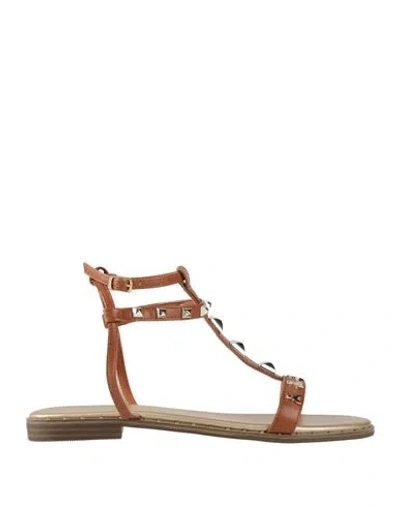 Patrizia Pepe Girl Woman Sandals Camel Size 11 Textile Fibers In Brown