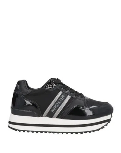 Patrizia Pepe Girl Woman Sneakers Black Size 8 Textile Fibers