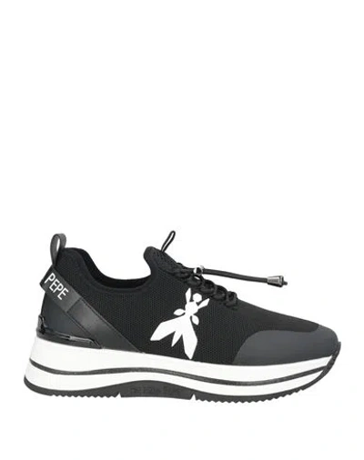 Patrizia Pepe Girl Woman Sneakers Black Size 8 Textile Fibers