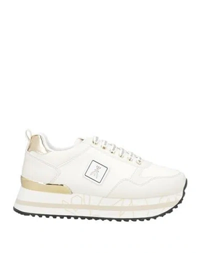 Patrizia Pepe Girl Woman Sneakers Ivory Size 8 Textile Fibers In White