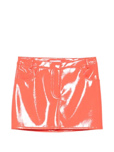 Patrizia Pepe Gloss-effect Mini Skirt In Orange