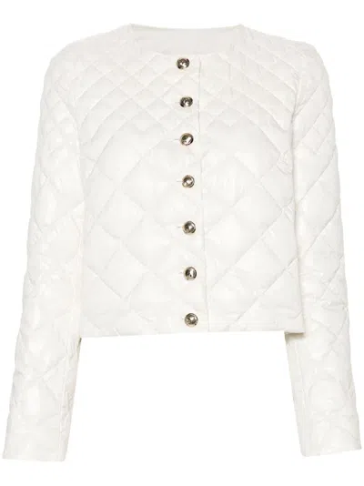 Patrizia Pepe Glossy-finish Padded Jacket In White