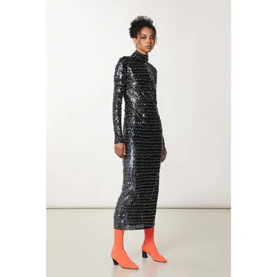 Patrizia Pepe Gold Polyamide Cocktail Women's Dress In Black