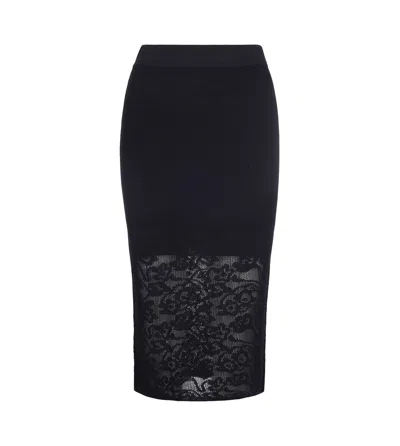 PATRIZIA PEPE GONNA MIDI EFFETTO PIZZO NERO