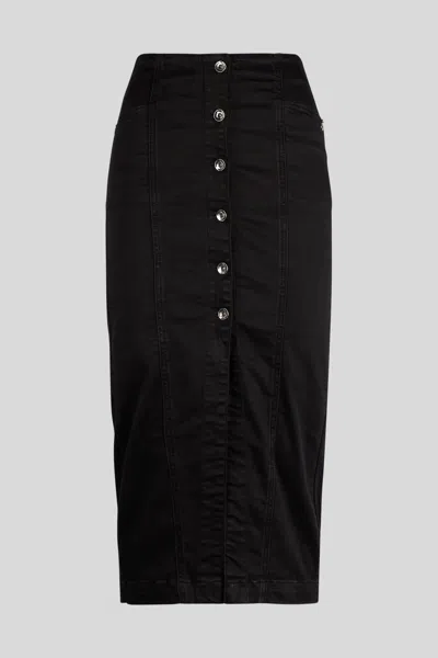 Patrizia Pepe Gonna Midi In Denim Nera In Nero