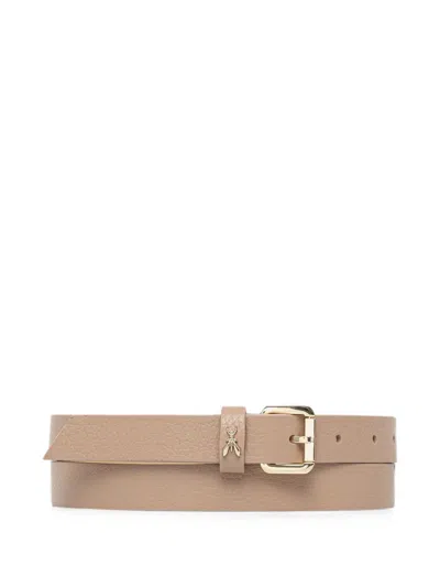 Patrizia Pepe Grained Leather Belt In Transparent